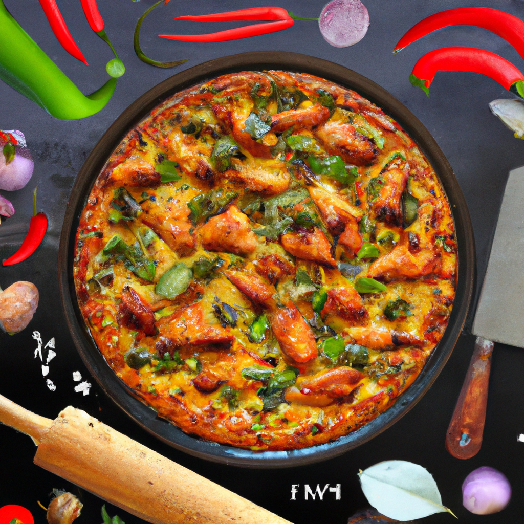 Chicken pizzas with juicy tandoori chicken and herbs